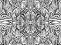 Psychedelic ornamental fantastic coloring page with many pattern, isolated on white.