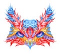 Psychedelic owl head tattoo.