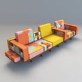 Psychedelic Patchwork Sofa: Mid-century Retro Design