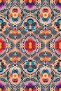 Psychedelic pattern of abstract strokes and shapes in retro style. Generative AI Royalty Free Stock Photo