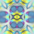 Psychedelic pattern from a group of iridescent twisted shapes. Bright abstract background. 3d rendering illustration