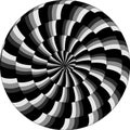 psychedelic pattern, snail, black and white spiral, optical illusion in grays of gray