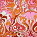 Psychedelic patterns, bright and warm colors, pink, orange and white, 70s style, paint drawing Royalty Free Stock Photo