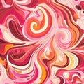 Psychedelic patterns, bright and warm colors, pink, orange and white, 70s style, paint drawing Royalty Free Stock Photo