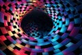 Psychedelic patterns and optical illusions in a rainbow of colors on a black background