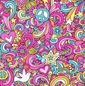 Psychedelic Peace Doodles Seamless Pattern