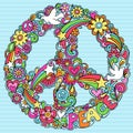 Psychedelic Peace Sign Notebook Doodles Vector Royalty Free Stock Photo