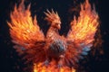 Psychedelic phoenix rising from the flames. AI generated Royalty Free Stock Photo