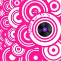 Psychedelic Pink Retro Music Background with Circles and Vinyl Record Royalty Free Stock Photo