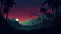 Psychedelic Pixel Jungle: A Retro 8-bit Tropical Dry Forest On Fire