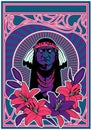 Psychedelic Artwork Red Indian Chief and Flowers