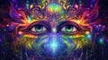 Psychedelic psychedelic eye with glowing eyes, AI Royalty Free Stock Photo