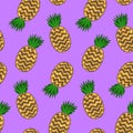 Psychedelic purple pattern with pineapples