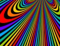 Psychedelic rainbow colored optical illusion lines vector insane art background, LSD hallucination delirium, surreal op art linear