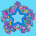 Psychedelic Rainbow Star Vector Illustration