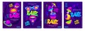 Psychedelic rave trip party banner template set