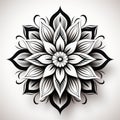 Psychedelic Realism Flower Coloring Page With Mandala Design