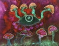 Psychedelic red mushrooms trip.