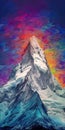 Psychedelic Rendition Of Gasherbrum Ii From Estuary In The Style Of Rothko