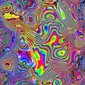 Psychedelic repeatable geometric pattern with curved lines, Funky liquid shapes, colorful wavy vivid design. Hippie urban pattern