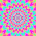 Psychedelic round floral background pink blue cyan yellow