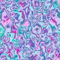 Psychedelic seamless geometric pattern with curved lines, Funky liquid shapes, colorful wavy vivid violet green blue Royalty Free Stock Photo