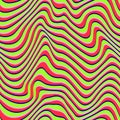 Psychedelic seamless vector pattern. Surreal distorted stripes. Abstract wavy background in metaverse nft style. Optical