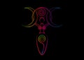 Psychedelic spiral goddess of fertility and triple moon Wiccan. The spiral cycle of life, death and rebirth. Woman Wicca mother