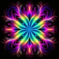 Vibrant Neon Flower Drawing With Symmetrical Patterns Royalty Free Stock Photo