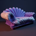 Psychedelic Surrealism 3d Sofa With Shells - Organic Chemistry Textile Fusion