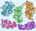 Psychedelic Swirly Notebook Doodles Vector Set Royalty Free Stock Photo