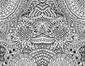 Psychedelic tribal funky symmetrical background. Coloring page for adults. Vector illustration