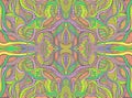 Psychedelic trippy fantastic pattern design background with colorful abstract mandala. Royalty Free Stock Photo