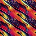 Psychedelic trippy retro cosmic seamless pattern. Vintage abstract futuristic background