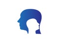 Psychiatrist head inside a head logo design illustration on white backgroung