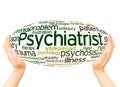Psychiatrist word cloud hand sphere concept Royalty Free Stock Photo