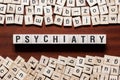 Psychiatry word concept on cubes