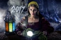 Psychic Fortune Teller Predicting 2017 Royalty Free Stock Photo