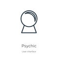 Psychic icon. Thin linear psychic outline icon isolated on white background from user interface collection. Line vector psychic