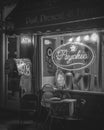 Psychic sign at night, in the East Village, Manhattan, New York City