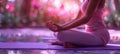 Psychic women embrace spirituality and esotericism through meditation and yoga with bokeh lights