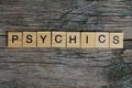 Psychics word made of wooden letters Royalty Free Stock Photo