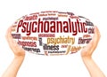 Psychoanalytic word cloud hand sphere concept