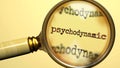 Psychodynamic under magnifying glass. Thorough analysis and inspection of psychodynamic Royalty Free Stock Photo