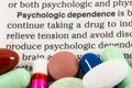 Psychologic dependence drugs narcotic