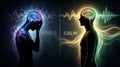 Psychological duality comparing effects of stress and calm on nervous system body response Royalty Free Stock Photo