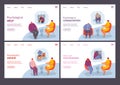 Psychological help, consultations with doctor psychotherapist vector illustration web set.