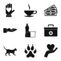 Psychological help icons set, simple style