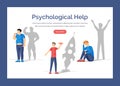Psychological help landing page flat vector template. Royalty Free Stock Photo