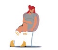 Psychological Help to Pregnant Women, Female Character with Big Belly Sitting on Chair with Upset Face. Woman Doubts